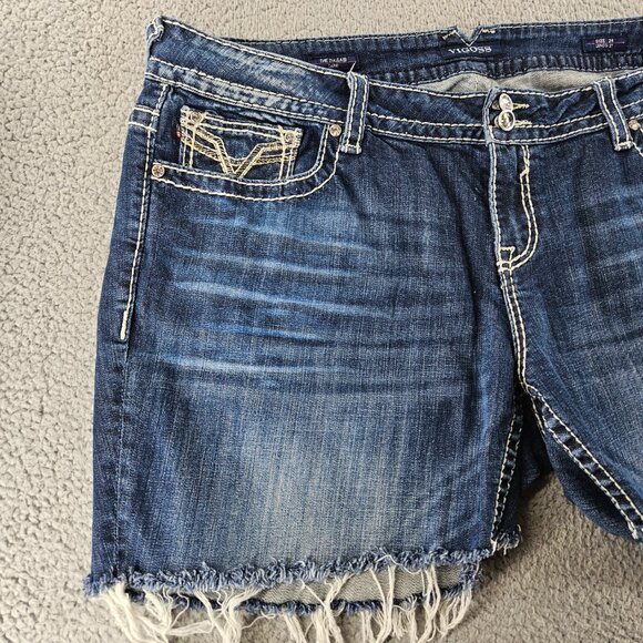 Vigoss Denim Shorts Womens 24 Blue Dallas Cut Off Frayed Hem Distressed Jean - Picture 2 of 16